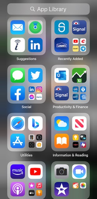 Cell phone applications screenshot