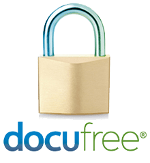 Padlock with the docufree logo
