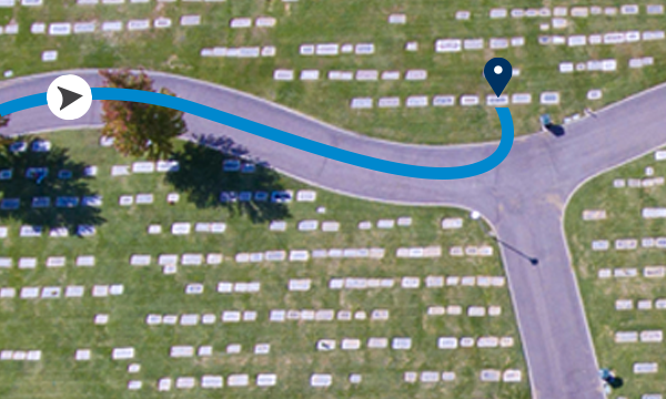 Map with directions to a tombstone at a cemetary