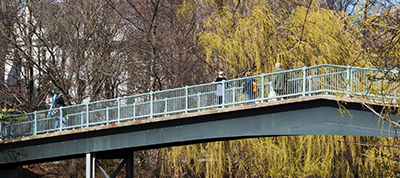 People walking on a bridge